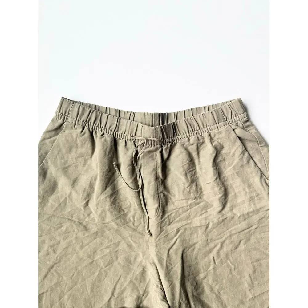 H&M Linen Blend Drawstring Pants Taupe M